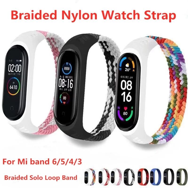 

Новый нейлоновый ремешок для Xiaomi Mi band 6 3 5 Плетеный соло-браслет эластичный браслет Mi band 4 Comfortab браслет для Mi band 5 6 ремешок