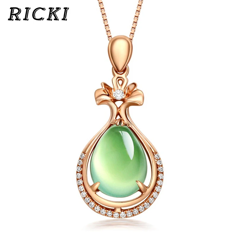RICKI ювелирное изделие оптовая продажа розовое золото цвет CZ Зеленый Опал