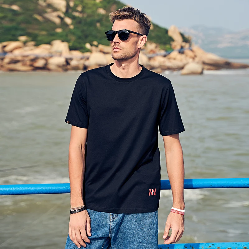 Enjeolon new summer mens Casual 100% Cotton T shirt fashion Letters Print Short sleeved T7490 | Мужская одежда