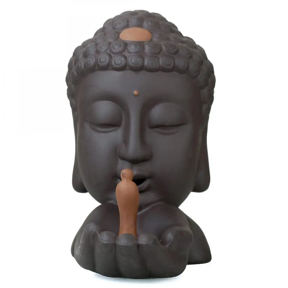 

Traditional Buddha Head Incense Burner Chinese Smoke Waterfall Incense Stick Holder Ceramic Buddhism Crafts Home Decor encensoir