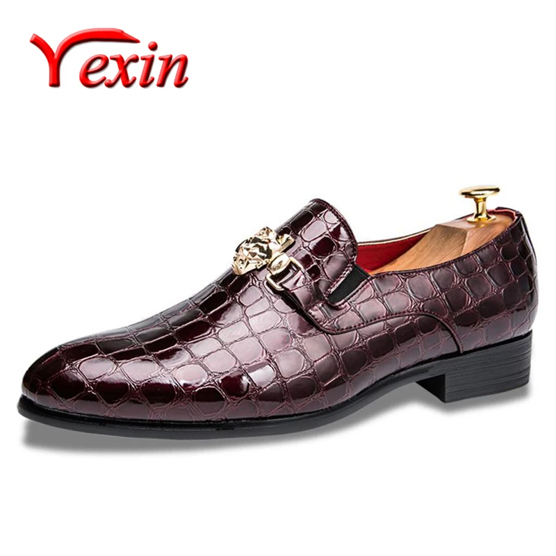 Туфли оксфорды мужские с крокодиловой текстурой Роскошные без застежки плоская