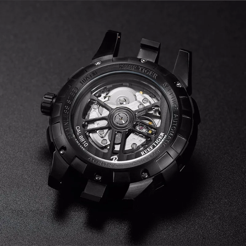 Reef Tiger Brand Top Luxury Men's Watch Rubber Strap Sports Waterproof Automatic Mechanical Luminous Dial zegarek meski | Наручные