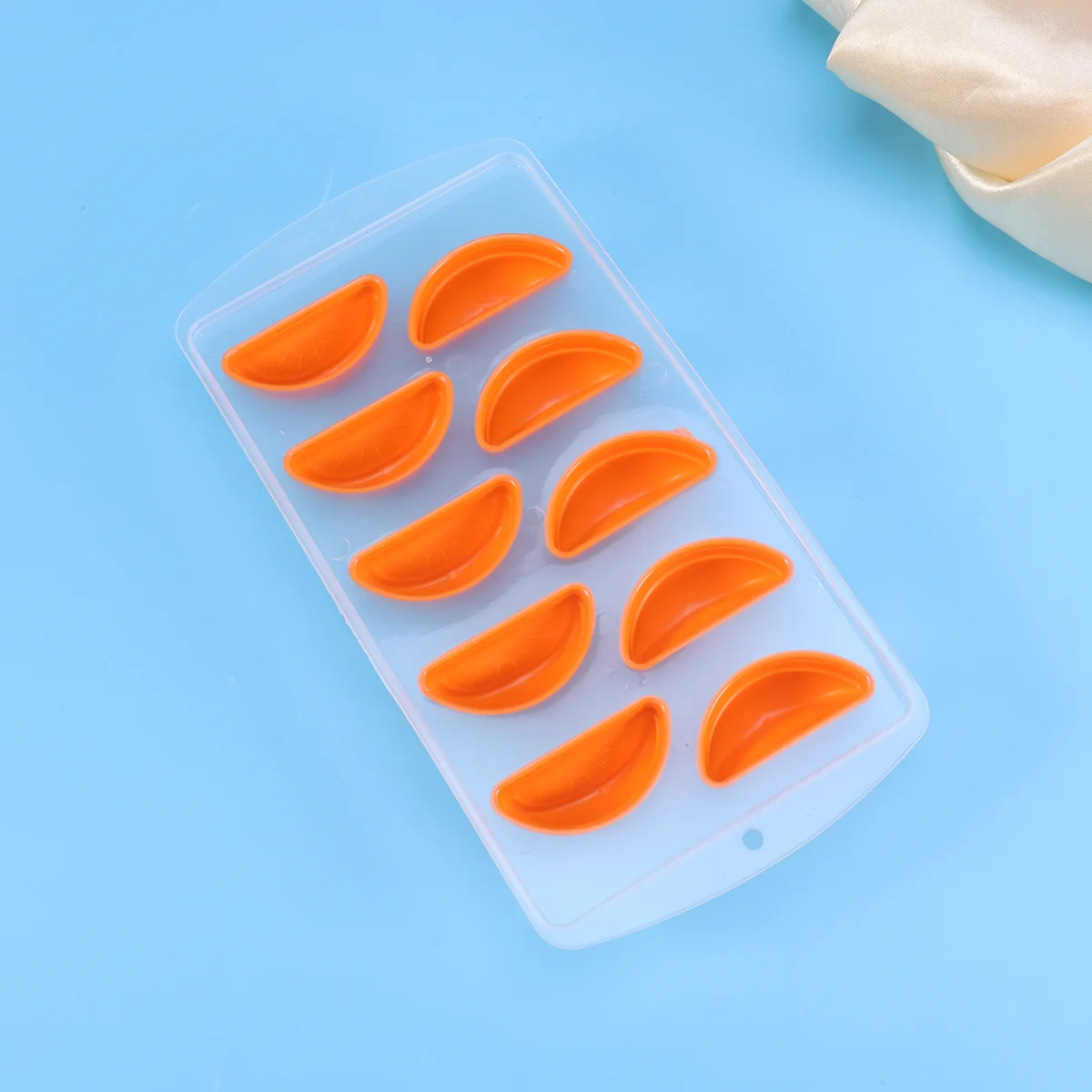 

4 Pcs Safe Silicone 10 Lattices Orange Segments Shaped Ice Molds Ice Cube Trays Fruits Shaped Ice Making Tool (As Shown)
