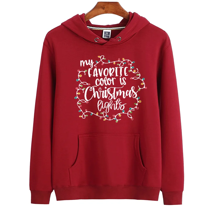 

Lights Letters Print Women Hoodie Warm Wool Loose Sport Long Sleeve Pullover Harajuku Hip Hop Sweatshirt Men Christmas Clothes S