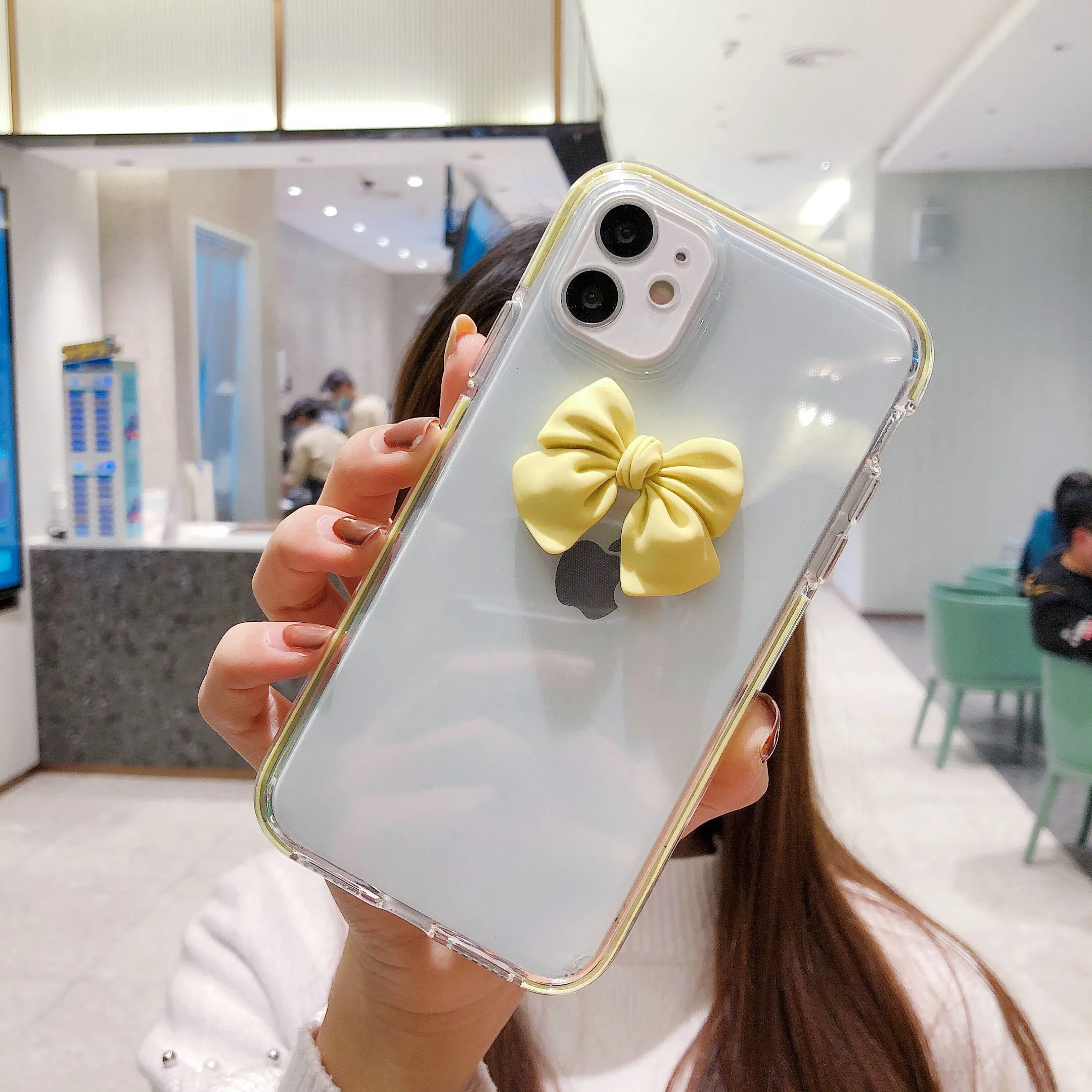 

Luxury Two-Color Bowknot Transparent Shockproof TPU Mobile Phone Case For Iphone 12 11 PRO MAX XS X XR SE 8 7 6 PLUS 6S