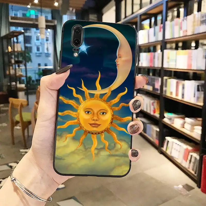 

Funny Sun Moon Face Phone Case For Huawei Y5 Y6 II Y7 Y9 PRIME 2018 2019 NOVA3E P20 PRO P10 Honor 10