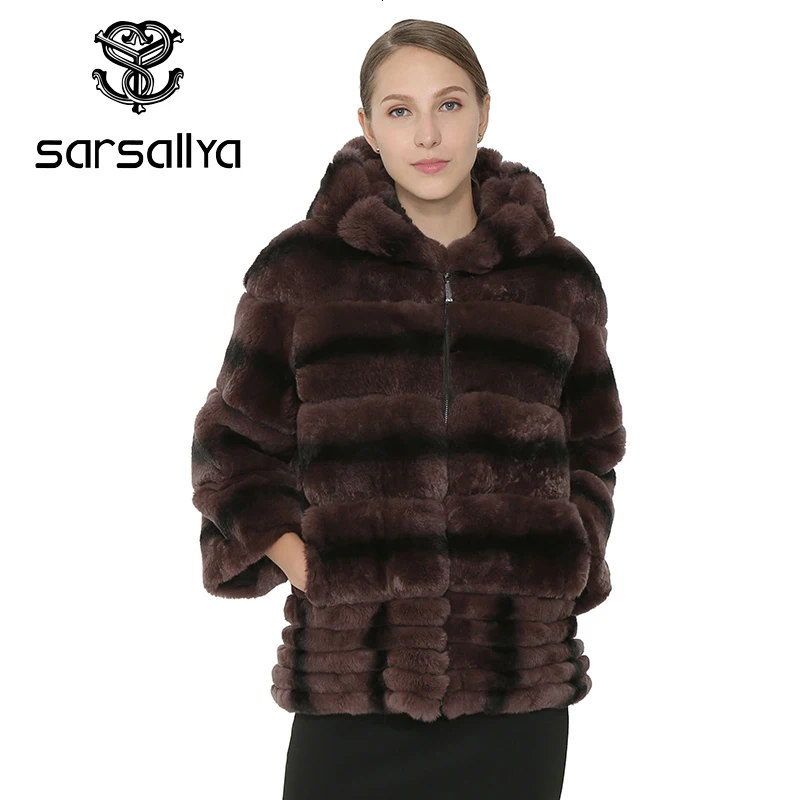 SARSALLYA натурального меха кролика Rex Пальто модная куртка женщина с натуральным