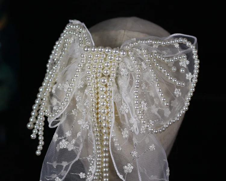 

Exquisite Lace Bow Bridal Beaded Bridal Headdress Super Fairy Elegant Hairpin For Party Hairband Wedding Dress Decor Accessories