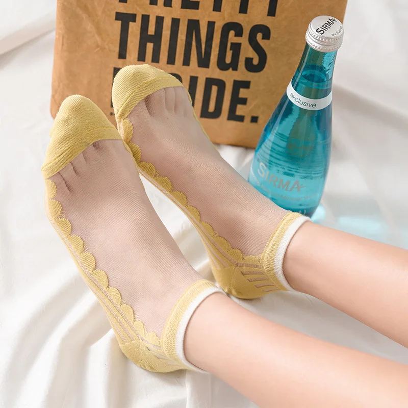 

Thin Stockings Glass Silk Mouth Shallow Transparent Cotton Socks