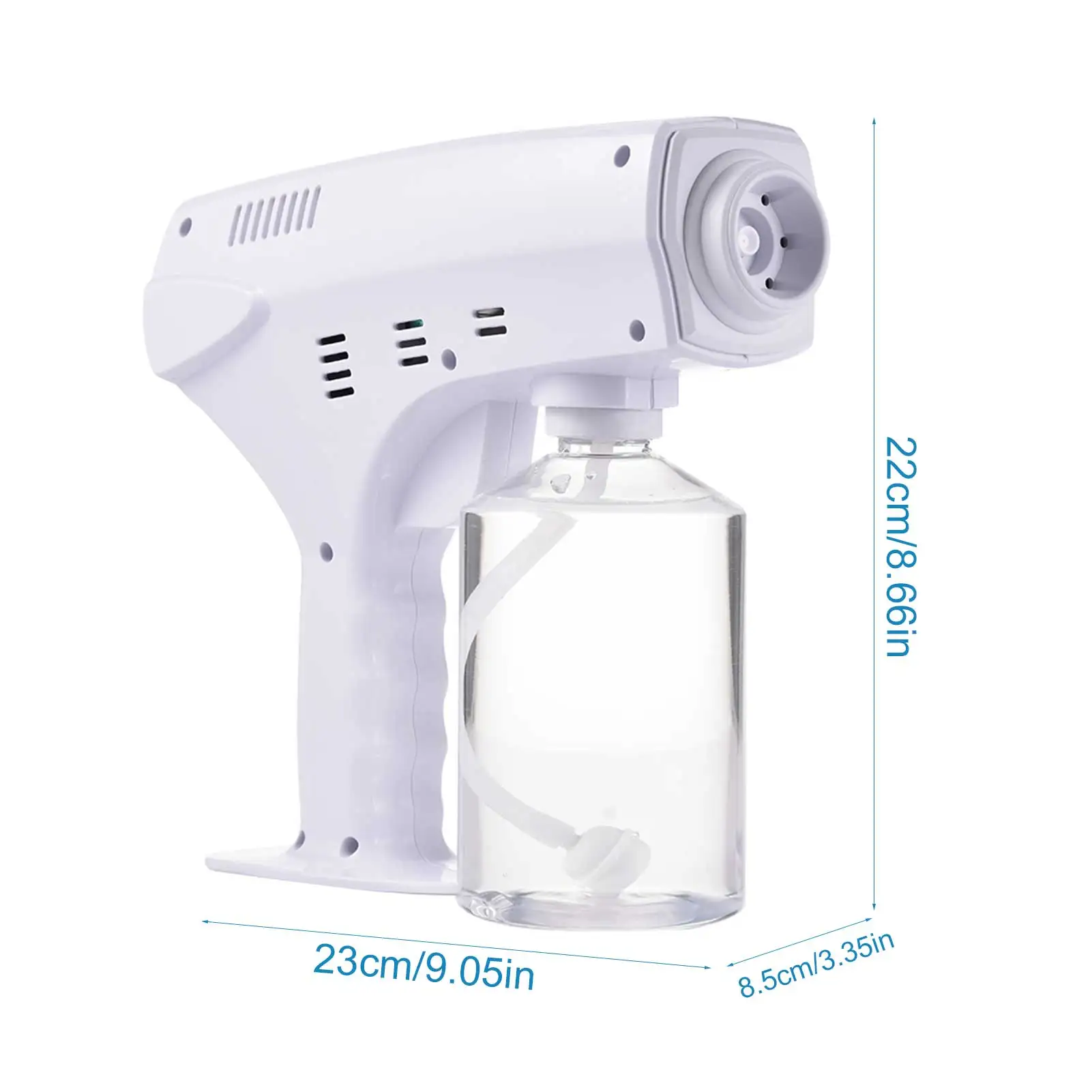 

600ml Electric Sanitizer Sprayer Blue Light Nano Spray Gun Usb Cordeless Fogger Machine Hand-held Home Office Disinfection Tool