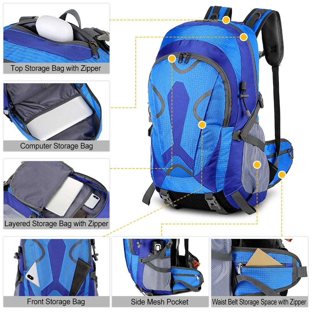 

36-55L Large Capacity Storage Backpack Waterproof Shoulders Bag with Rain Cover for Outdoor Camping Hiking Climbing