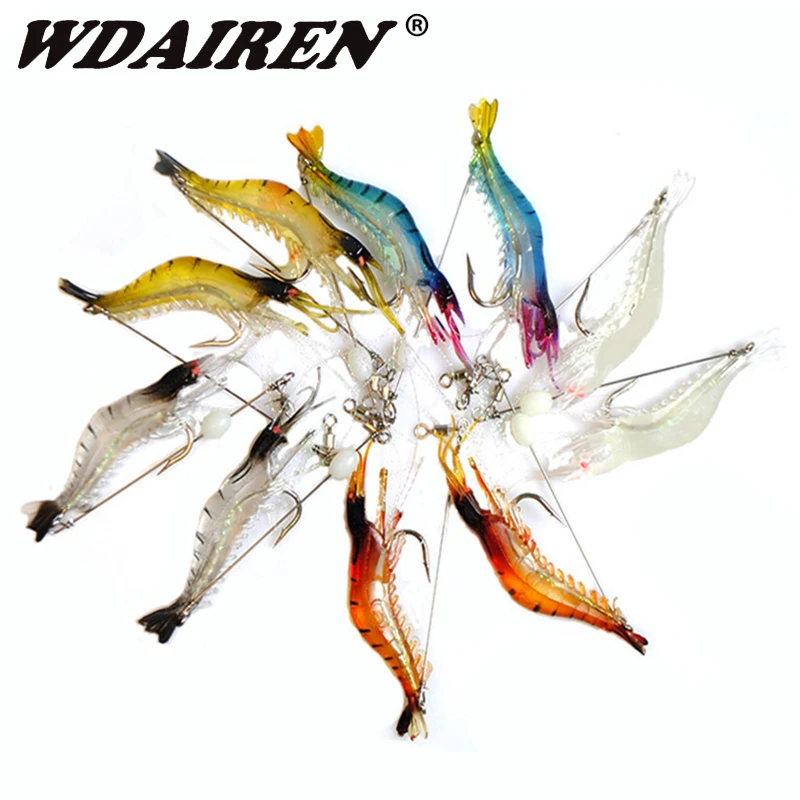 1 шт. светящиеся мягкие рыболовные приманки поддельные креветки плавающей формы приманки бионические Искусственные Креветки с крючком рыболовные снасти - Топ товаров с Али