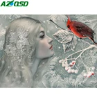AZQSD Алмазная вышивка женщина птица снег мозаика Стразы 5D алмазная живопись зимний портрет вышивка крестиком ручная работа домашний декор