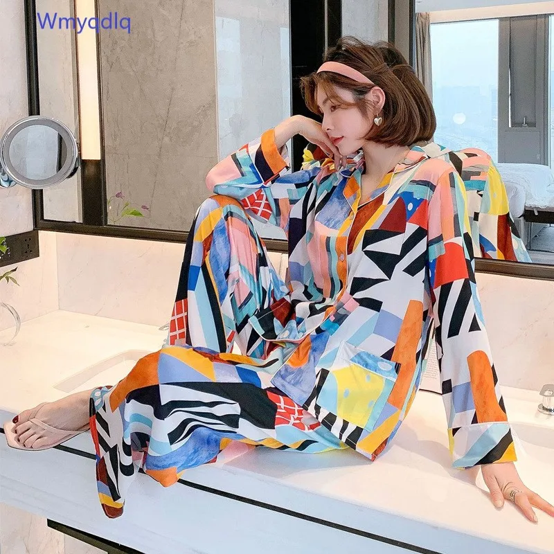 Wmyqdlq Весна 2021 женские пижамы женское нижнее белье пижамные костюмы шелковые
