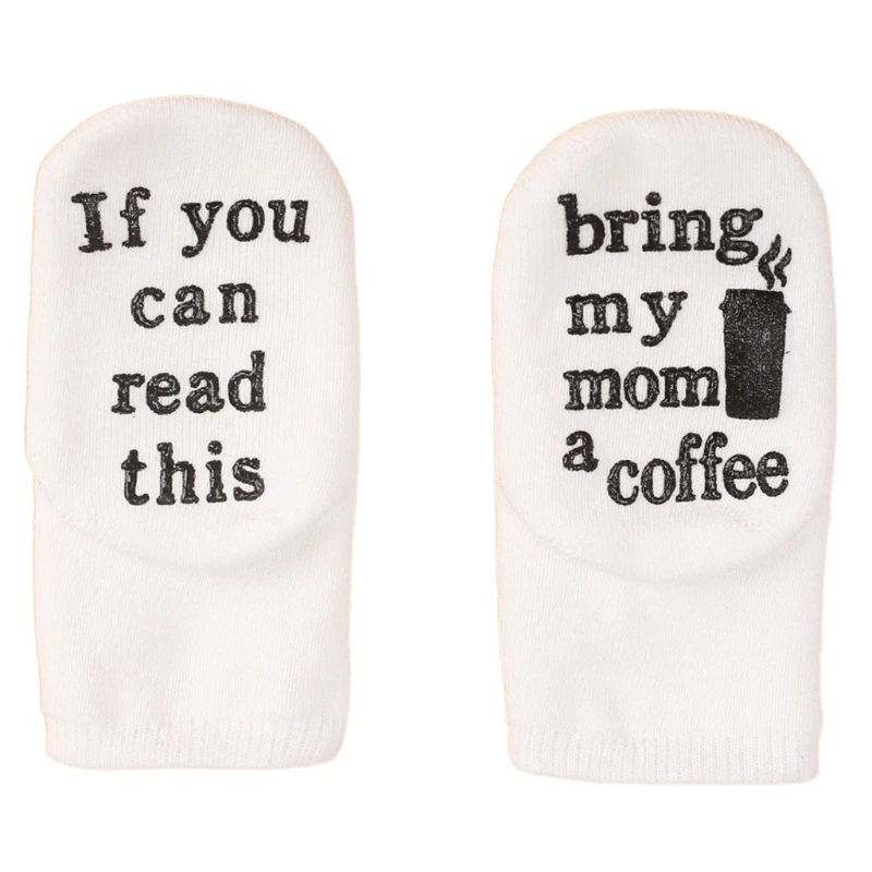 

900C Novelty Funny Sayings Baby Cotton Crew Socks Non-Skid Gripper If You Can Read This Rubber Letters Printed Hosiery Gifts