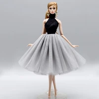 16 bjd doll clothes for barbie dress black grey high neck ballet dress dancing outfits gown 4 layer skirt 11 5 dolls accessory