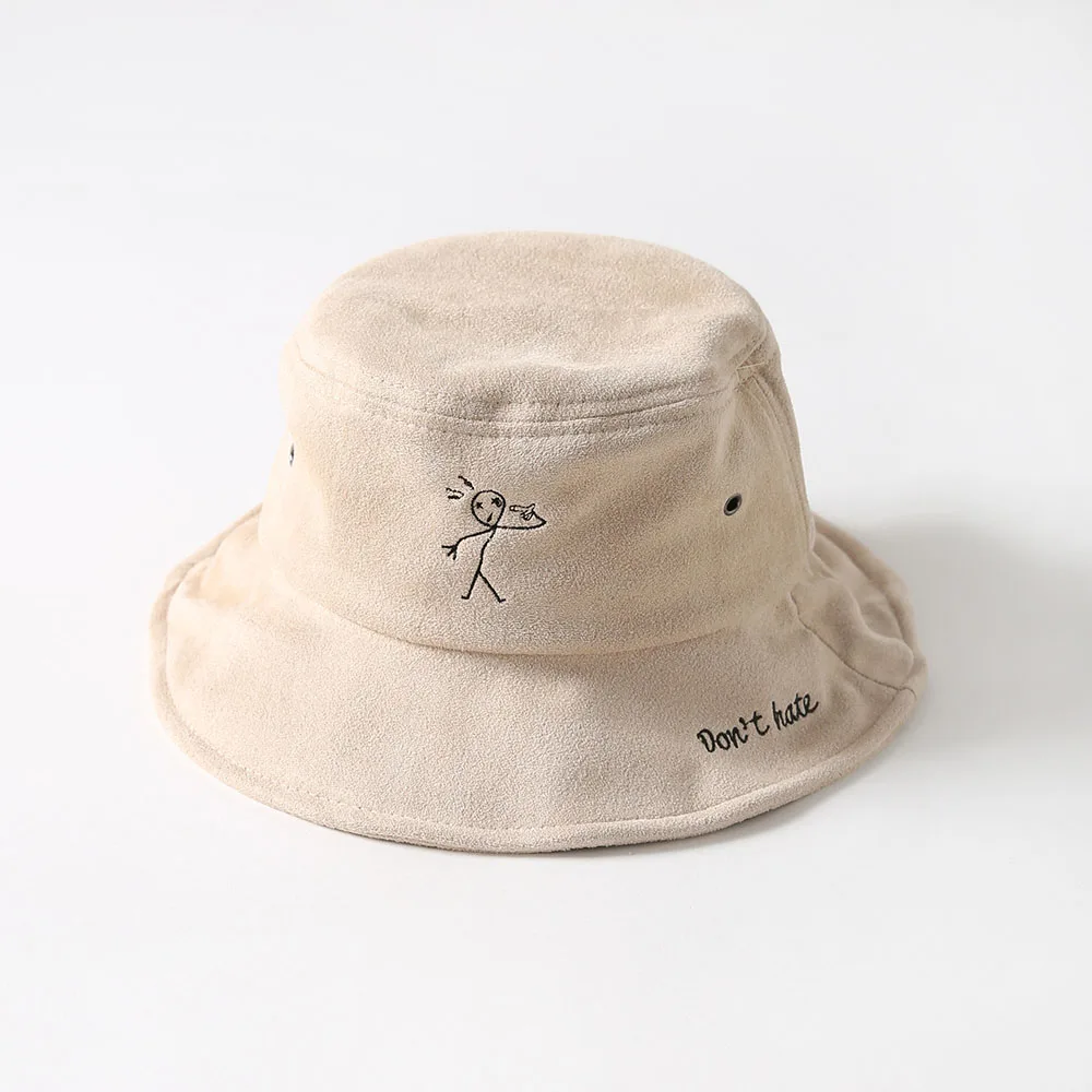 

Fisherman Bucket Cap Warm Thicken Cotton Embroidery Bucket Hat Fisherman Hat Outdoor Travel Hat Sun Cap Hats For Men And Women