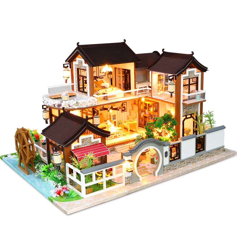 

DIY Chinese Classical Town Wooden Dollhouse Miniature With Furniture Doll Houses Assemble Toys Children Christmas Gift Casa