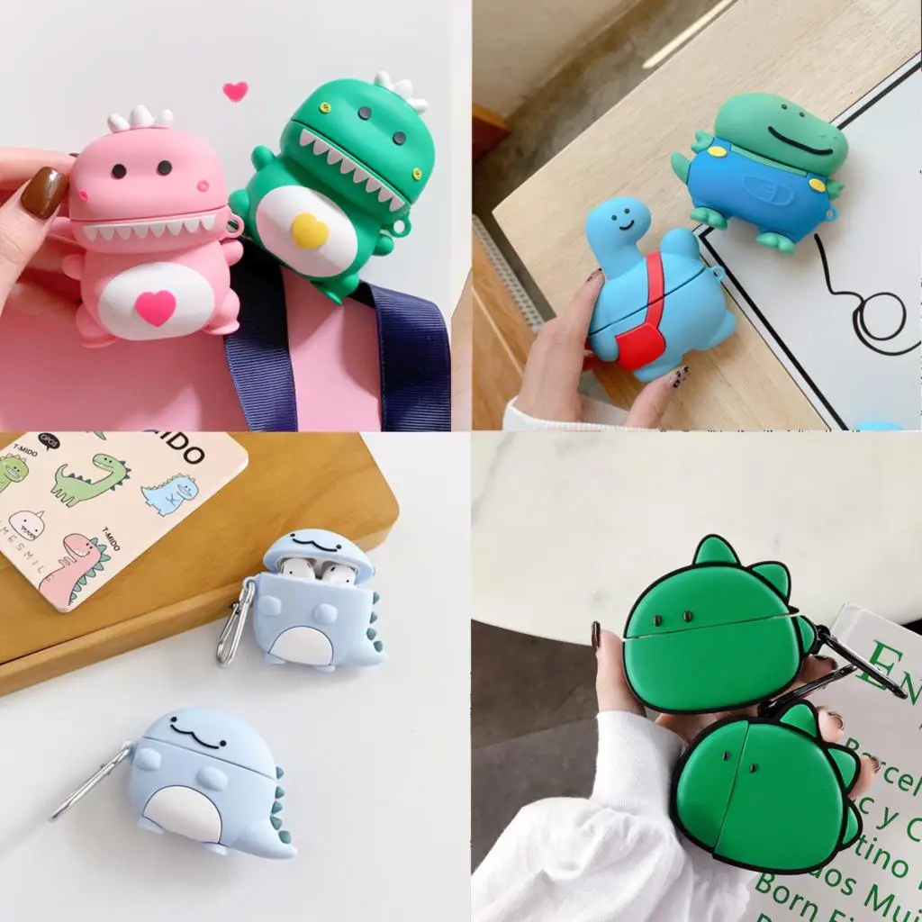 

New 3D animal Case For AirPods Case airpods 1 2 pro cute Dinosaur Cartoon silicon headphone Cover For Apple Air pods 2 fundas