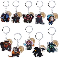 game dota 2 keychains wood cartoon characters keyring car key chain key holder gifts for men women