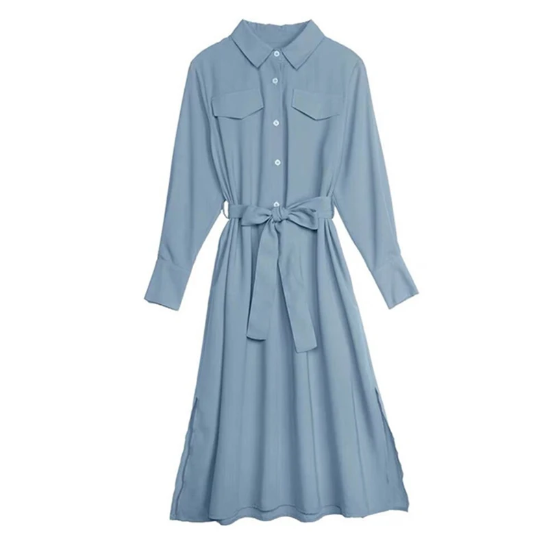 

Spring Summer Autumn Dress New Fashion Casual French Streetwear Chiffon Dress Waist Slim Femme Long Dress Women Dress Clothes