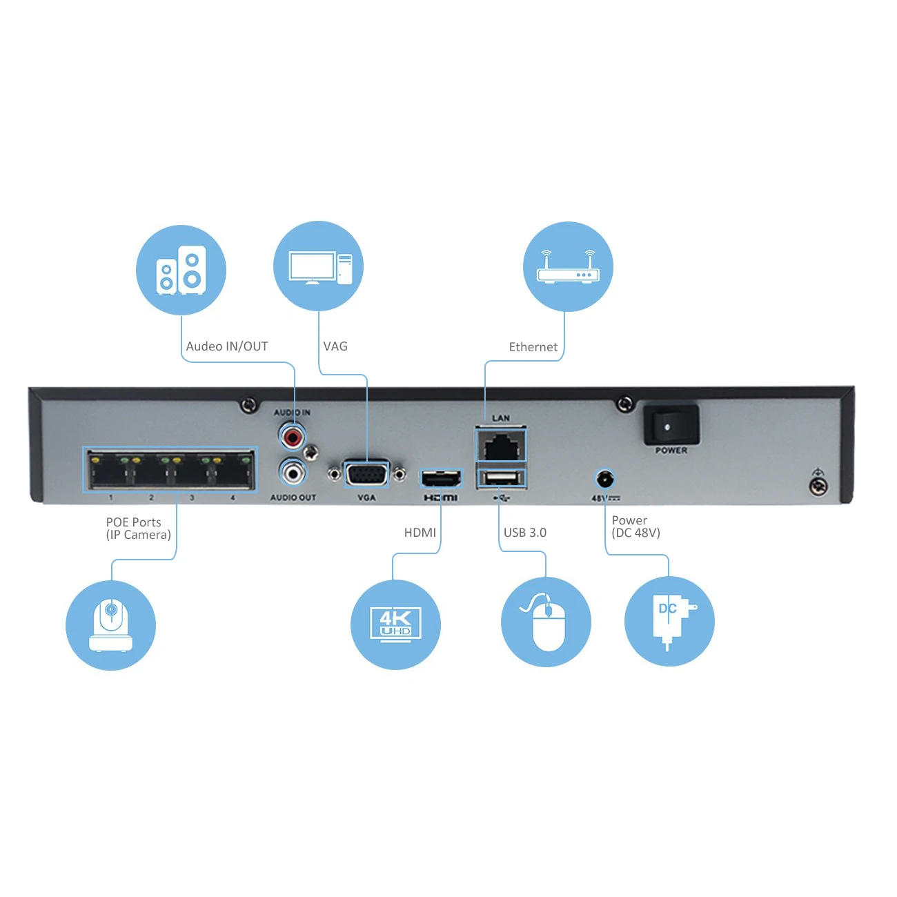 Система видеонаблюдения Hikvision 4K 8 Мп NVR DS-7604NI-K1/4P 4 канала POE H265 + 1SATA для IP-камер