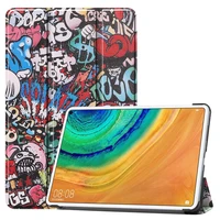 for huawei matepad pro case slim print pu leather hard shockproof cover flip sleeve foldable tablet stand holder