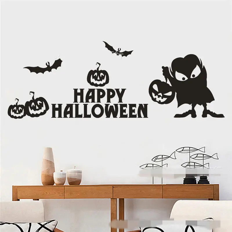 Хэллоуин Тыква фонарь имп Наклейка на стену спальня гостиная Съемная наклейка s