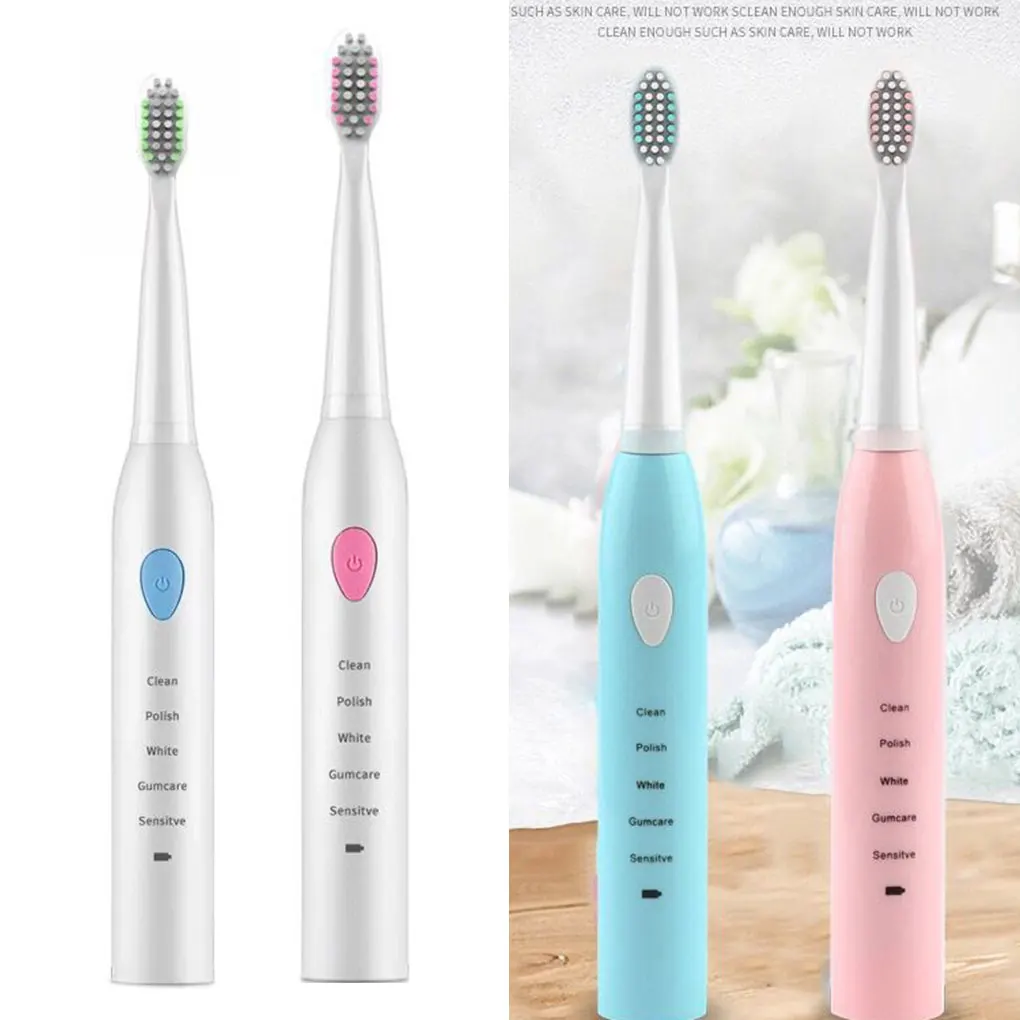 Щетка Зубная ультразвуковая аккумуляторная с зарядкой от USB 4 сменными головками