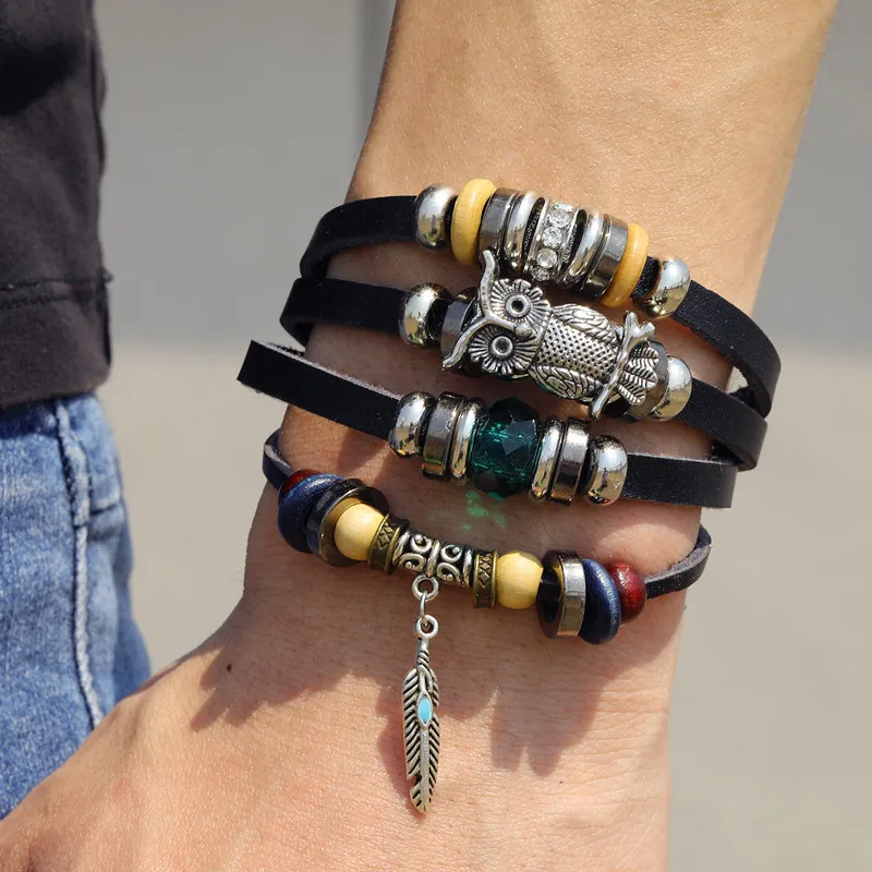 Многослойный браслет FAMSHIN для мужчин и женщин модное Ювелирное Украшение на