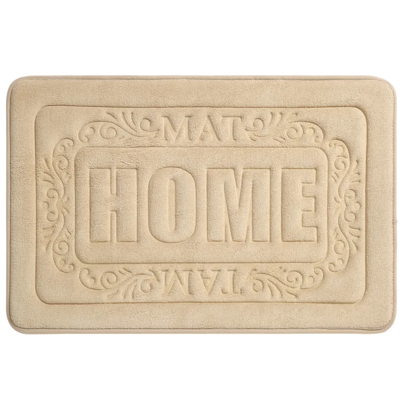 

Retro European Bath Mat HOME Text Embossed Bathroom Rug Slow Rebound Memory Foam Foot Mat SBR Non-slip Absorbent Bath Carpet
