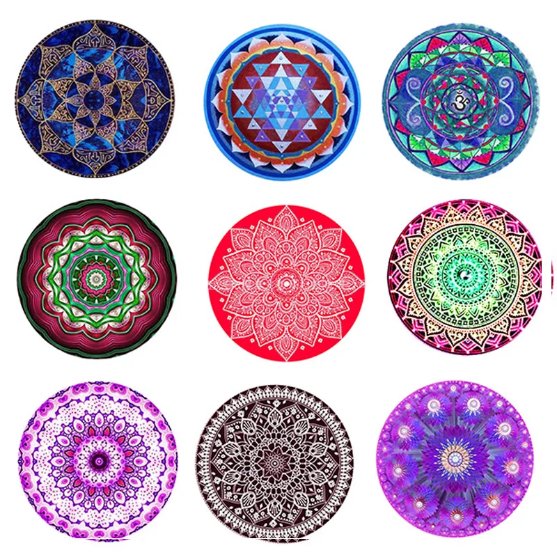 

FLTMRH mix sacred mandala photo glass cabochon 6mm 14mm 16mm 18mm 30mm diy earrings pendant accessories