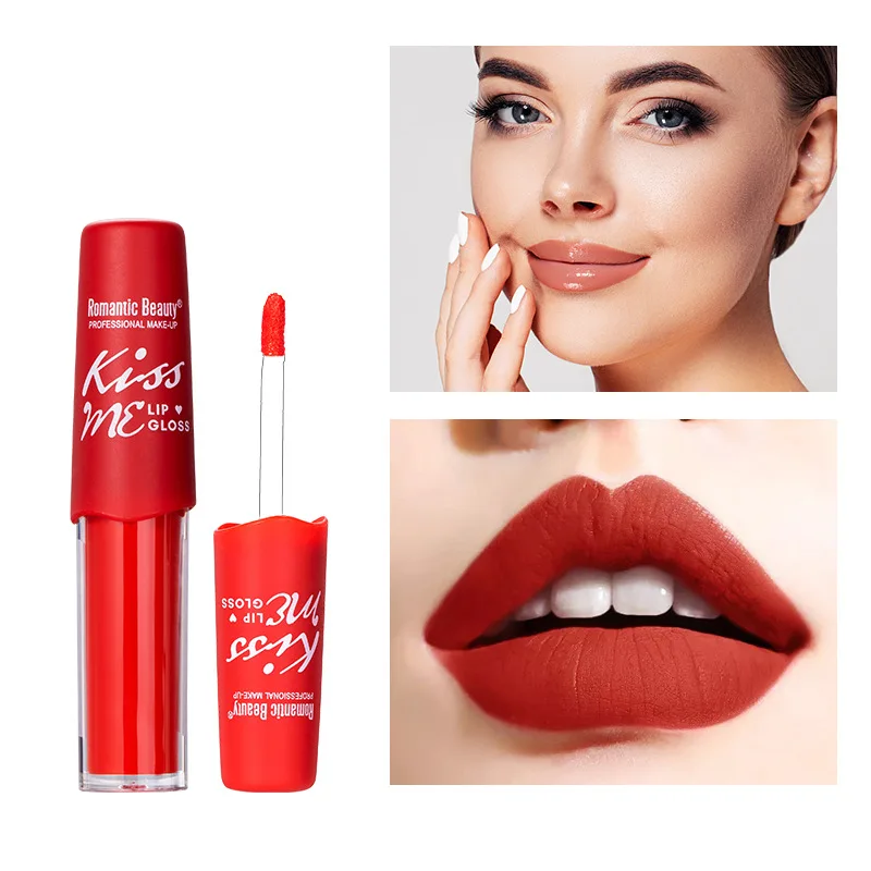 

Романтическая красота, модная жидкая помада, бархатный Матовый жидкий Блестящий Блеск для губ, стойкий тинт для губ, косметика для красоты