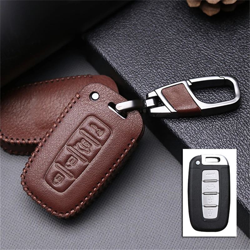 4Button Brown Для Kia Rio K2 Ceed Sportage Soul Sorento Cerato Spectra Carens Forte Borrego автомобильный брелок с цепью защитный чехол для ключей - Цвет: 4Button Brown