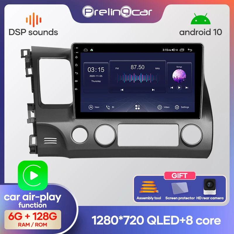 Prelingcar для Хонда Цивик 8 авто магнитолы До 4G+64G Android 10 ЯДЕР DSP Навигация GPS устройство