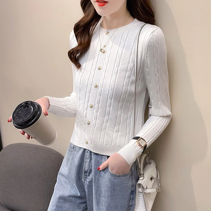 

Women's Sweater 2021 Long Sleeve Top Pull Femme Vintage Slim Screw Knitted Sweter Mujer Spring Autumn New Fashion Women Pullover