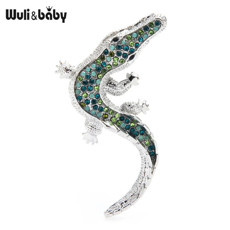 Wuli &amp baby сверкающие стразы крокодиловая брошь булавки 4 цветов альпинистские