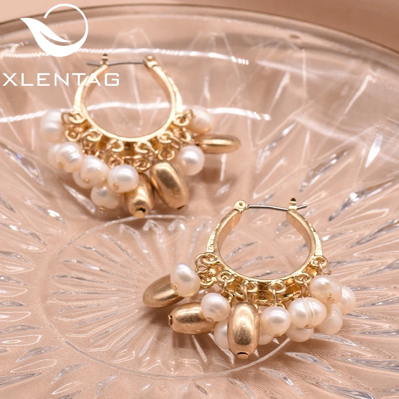 Женские серьги капли XlentAg ручной работы с натуральным жемчугом и кисточками