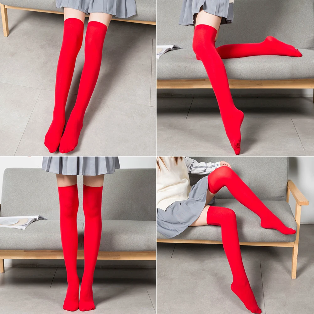 

1 Pair Colorful Women Sexy Over The Knee Socks Thigh High Stockings Acrylic Solid Color Thin Long Socks New For Girls 11 Colors
