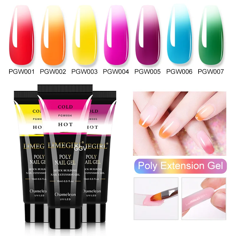 Полигель для наращивания ногтей меняющий температуру 15 мл полуперманентные