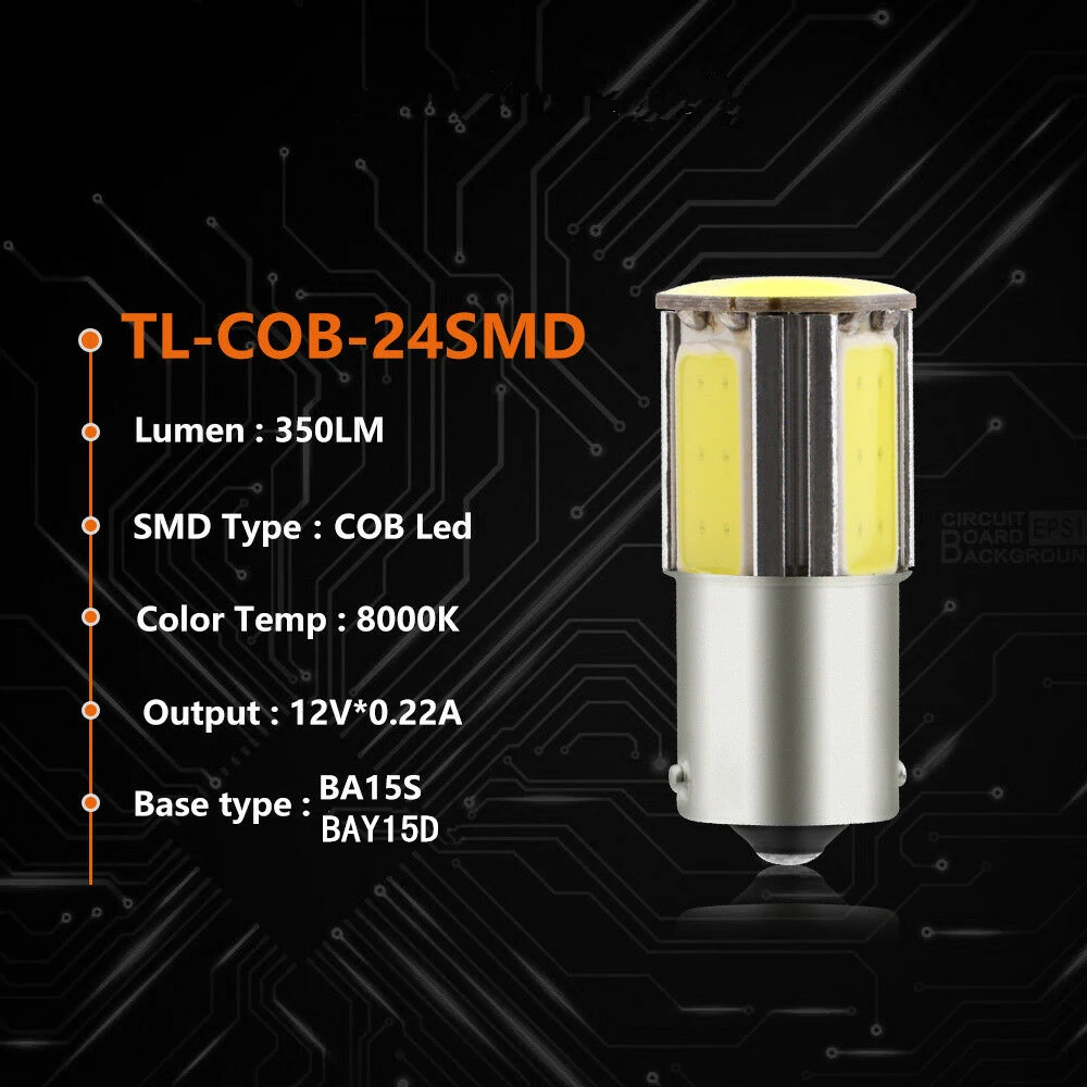 Горячая продажа 2 шт 1156 1157 P21W COB 24SMD Светодиодный лампа для автомобиля задний