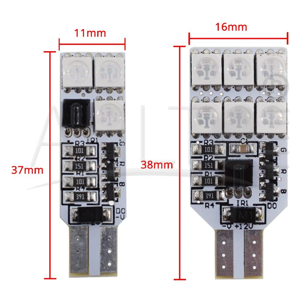 2 шт. T10 DC 12V RGB 12SMD 6SMD меняющийся светодиодный атмосфера лампа для салона