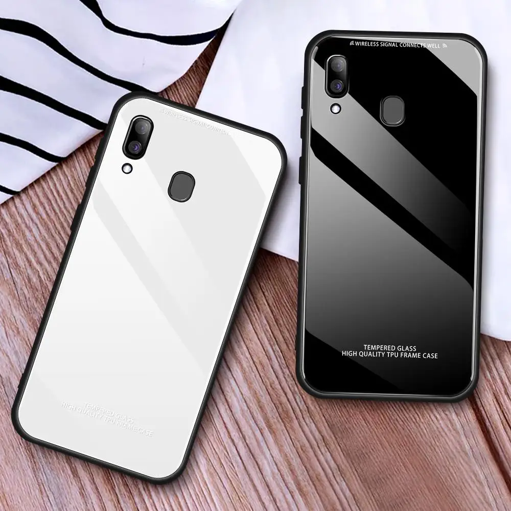 4 Карамельный цвет Стекло задняя крышка чехол для samsung Galaxy A50 A60 A70 A40 A30 A10 S10E S10 S9 S8 плюс A7 A750 красный черный, белый, розовый цвет