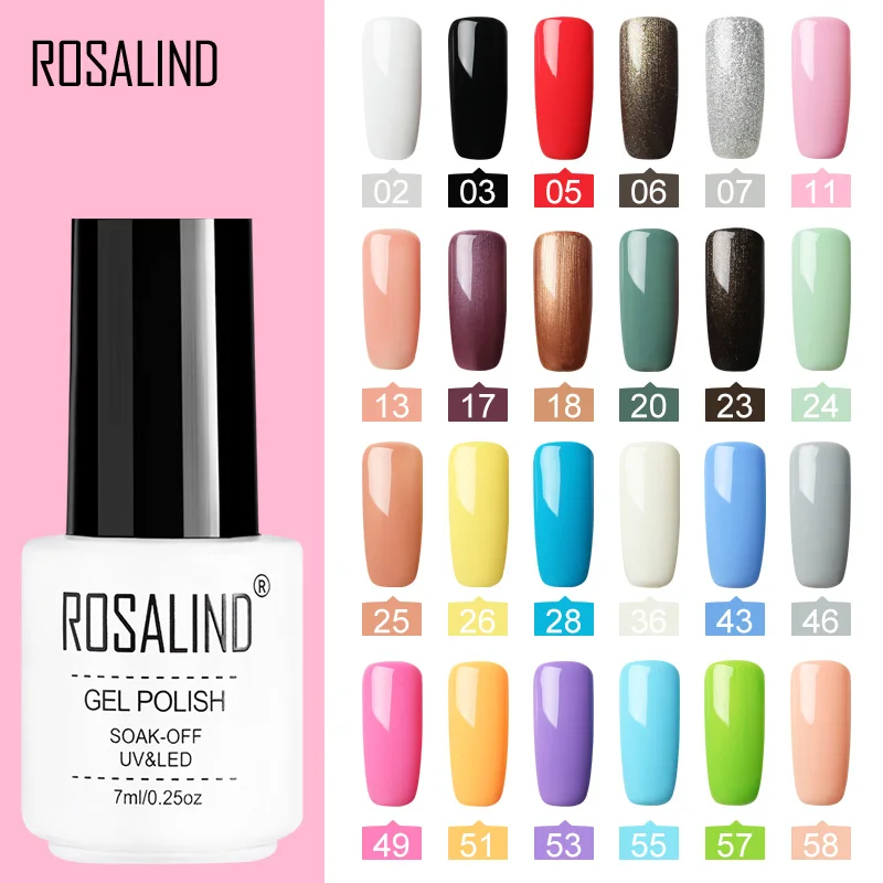 ROSALIND лак для ногтей Vernis Полупостоянный Гибридный лак Гель-лак УФ Цветной Гель-лак для маникюра верхнее покрытие блеск для ногтей