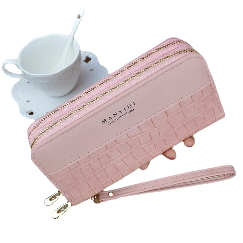 Новинка женский кошелек длинный большой вместительный ремешок двухслойный