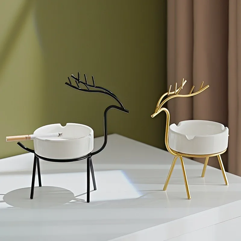 

Creative Simple Iron Elk Ashtray Metal Deer Animal Model Modern Crafts Figurines Multiple Styles Decorations Home Office Decor