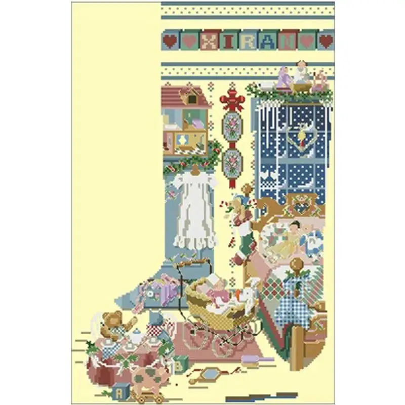 

sock Patterns Counted Cross Stitch 11CT 14CT DIY wholesale Chinese Cross Stitch Kits Embroidery Needlework Sets home decor