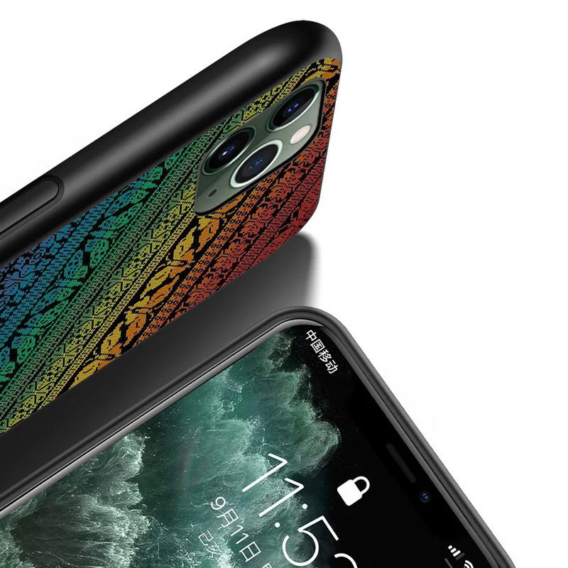 

Ethnic Totem Pattern Art For Apple iPhone 12 Mini 11 XS Pro Max XR X 8 7 6 6S Plus 5 5S SE 2020 Black Phone Case