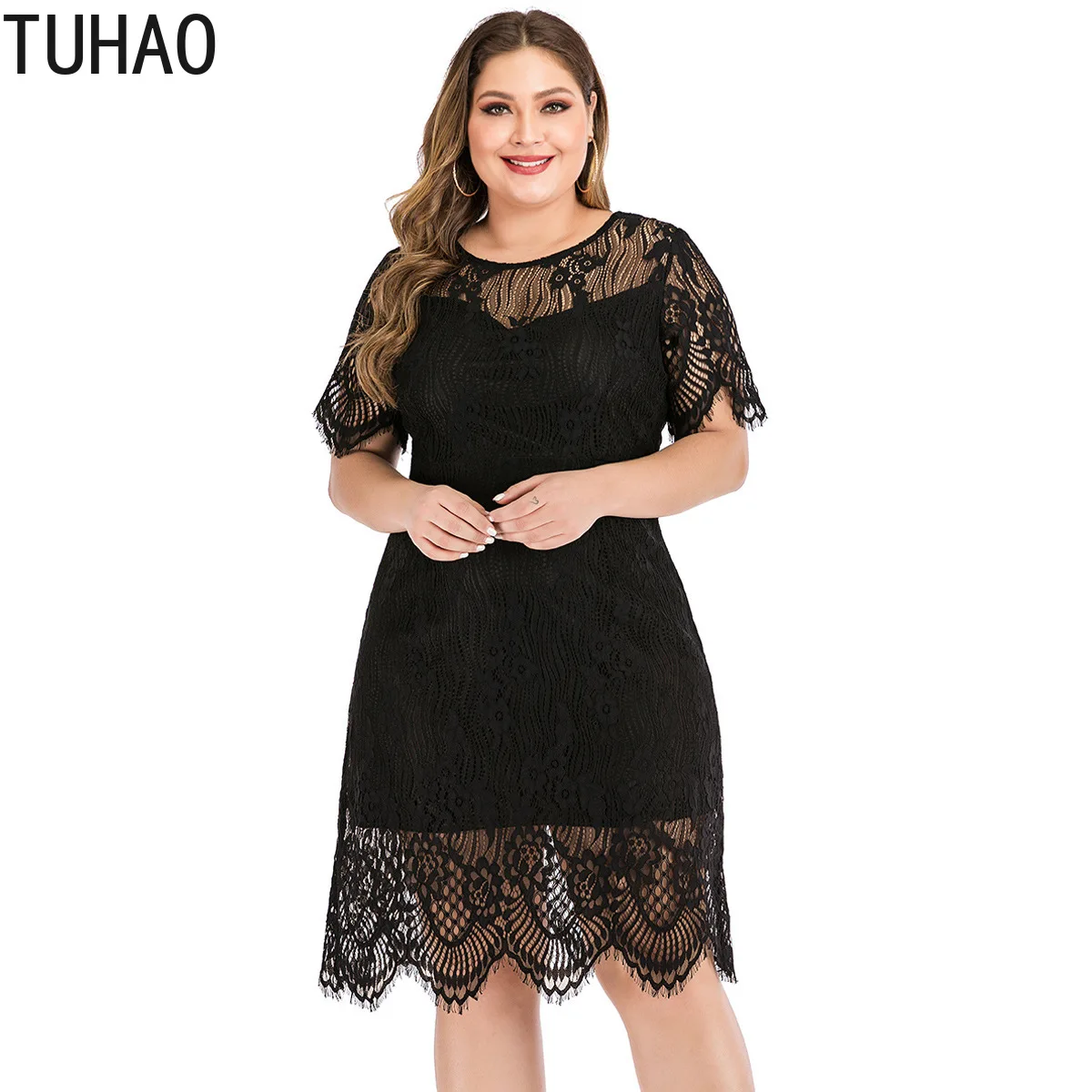 Женское вечернее платье TUHAO Черное Кружевное Платье для ночного клуба большие
