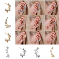 the new bohemian no piercing crystal rhinestone ear cuff wrap stud clip earrings for women girl trendy earrings jewelry bijoux